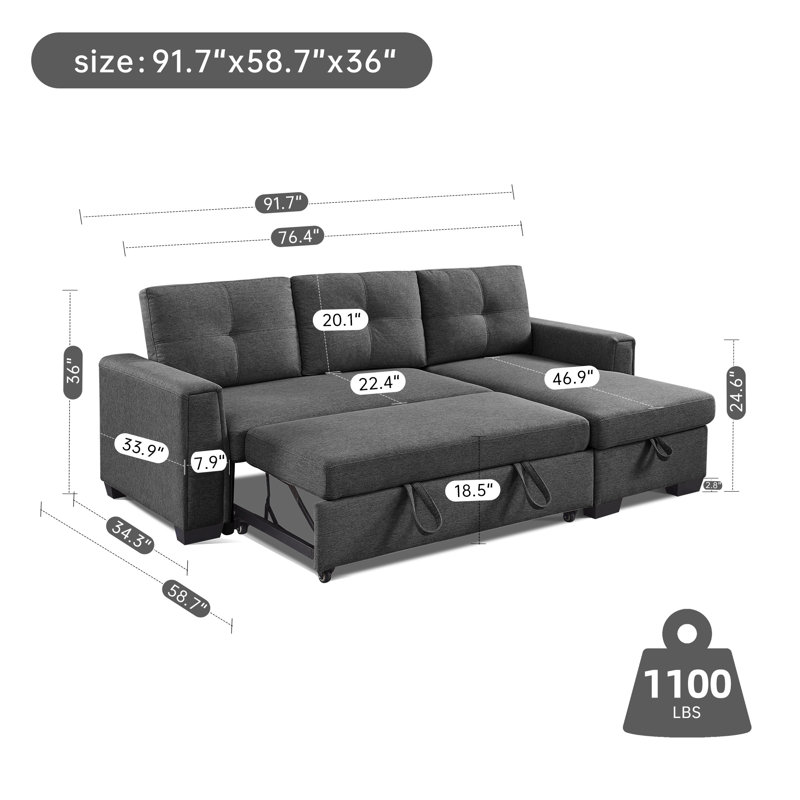 Moomal 91.7'' Upholstered Sofa, Velvet Dark Gray