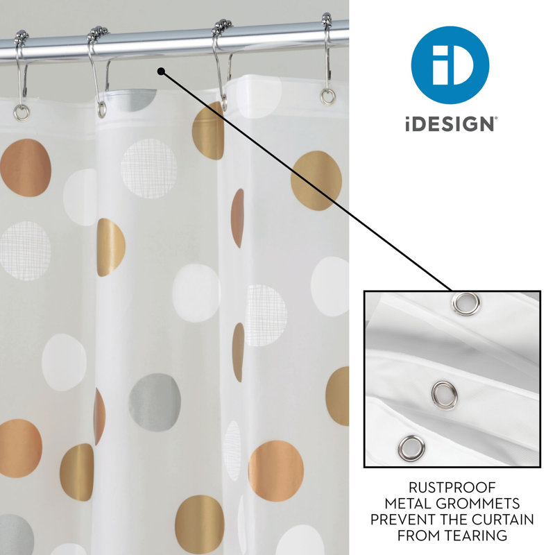 Metallic Gilly Dot PEVA Shower Curtain with Liner, 72" x 72"