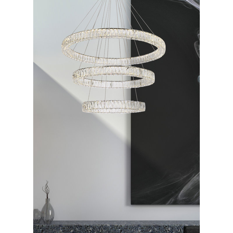 Maart Chandelier, Chrome, 21" H x 32" W x 32" D