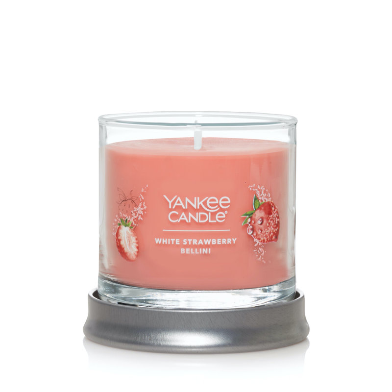 White Strawberry Bellini Small Glass Tumbler Candle