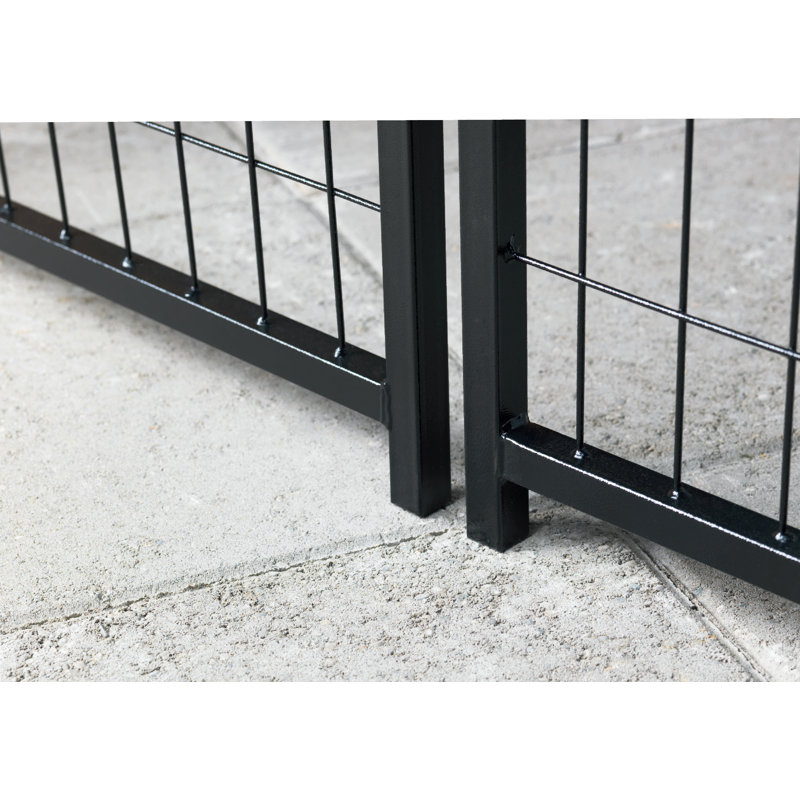 Black Powder-Coated Steel Dog Kennel with Waterproof Canopy