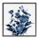 Indigo pivoines et libellules, estampe numérique, conception de Paul Brent