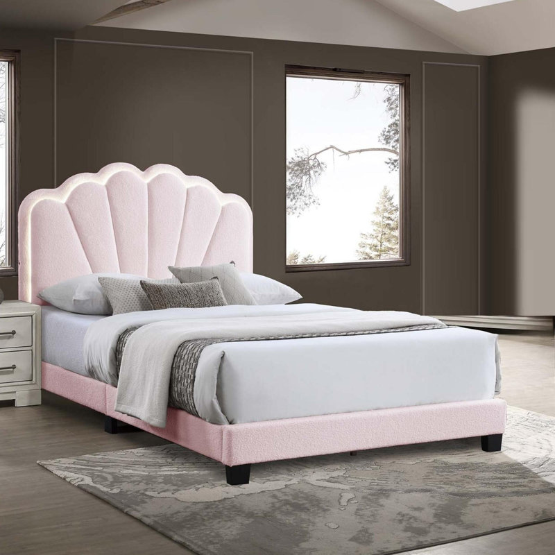 Lit plateforme moderne, Double, Rose