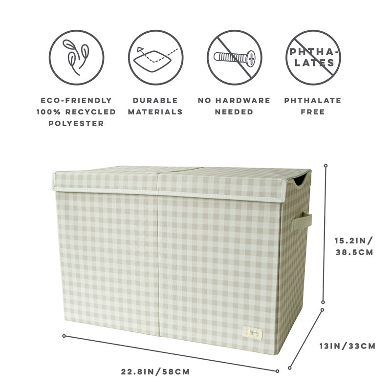 Boîte de rangement en tissu recyclé avec couvercle - 3 Sprouts - beige