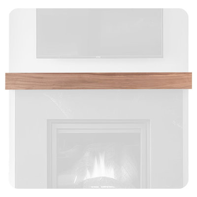  Modern Ember Walnut Creek 60" Fireplace Mantel Shelf - 9" Depth, Close-Grain Details - Real Walnut Wood