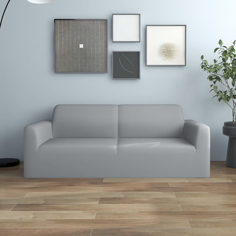 Box Cushion Loveseat Slipcover, Grey