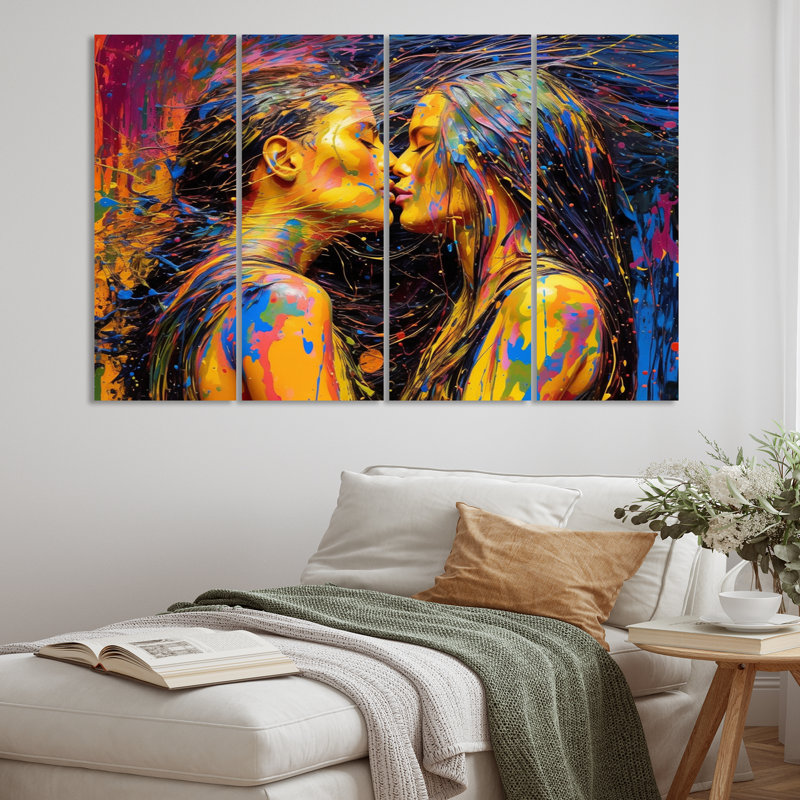 «Femme douce Embrasse I», ensemble d'impressions d'art mural en métal