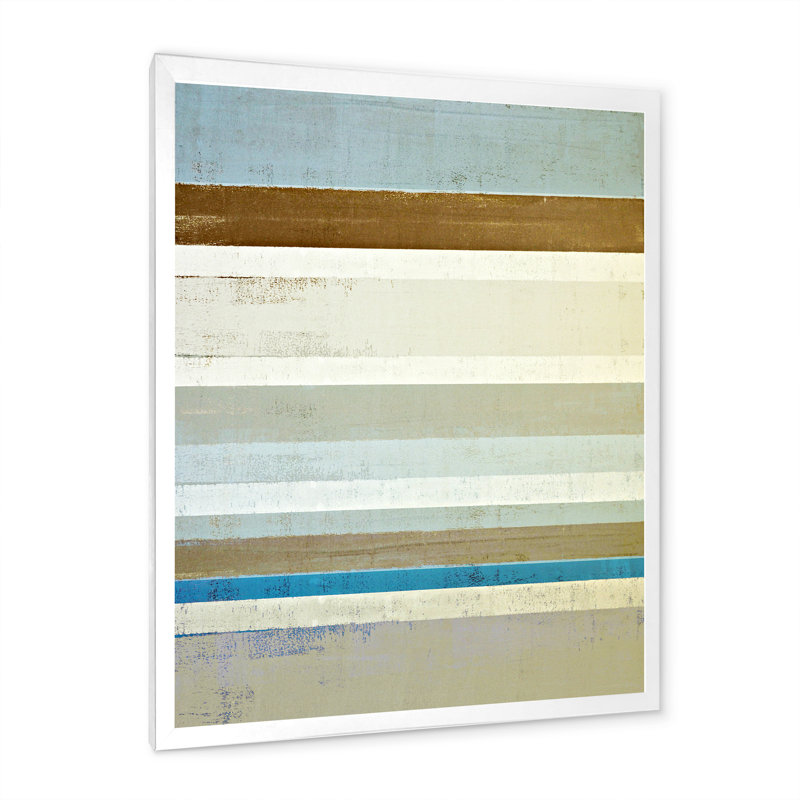 «Teal Meets Beige Abstract Art II», art mural moderne et contemporain sur toile, H 12 po x l 8 po x P 1 po, Cadre photo blanc
