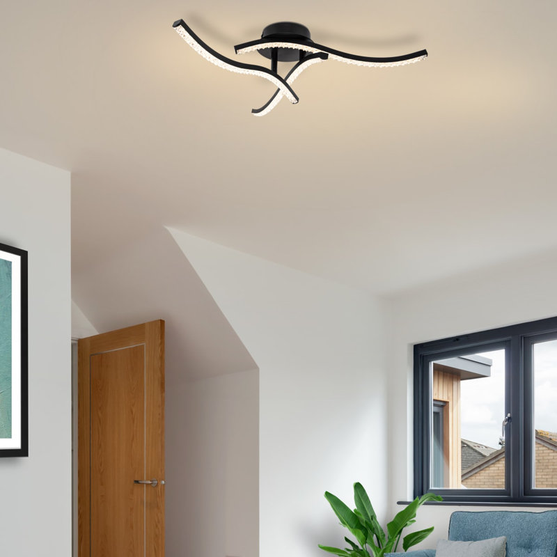 Kenworth 3 Light Built-in, Integrated LED, Modern, Wavy Beaded Ceiling Light - 53x53x13cm, non-dimmable, 3,000K Neutral white