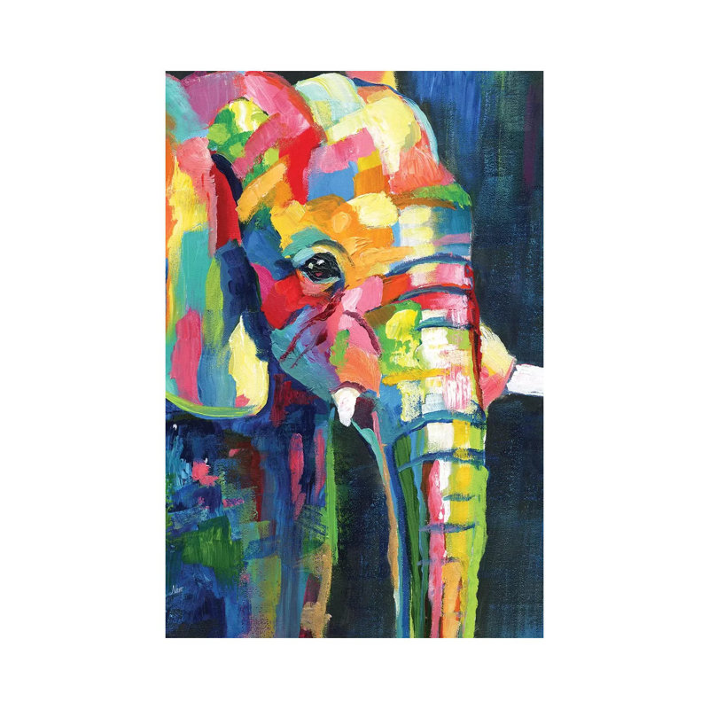 «Vibrant Elephant» par Nan - impression, Toile tendue, H 12 po x l 8 po x P 0,75 po