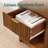 Fluted Nightstand, Modern Mid-Century Bedside Table with Thickened Board, Silent Glide Drawer & Gold Metal Handles, Large Wide End Table for Bedroom Living Room Office, Walnut-1637101467-1637101460