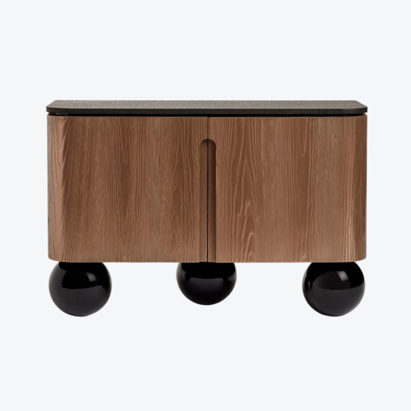 Armoire décorative avec pieds en bois massif, Black/Walnut