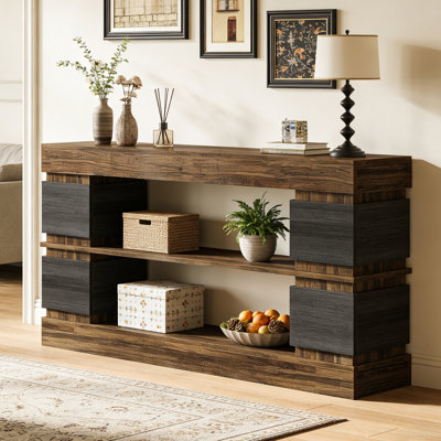 63" Console Table, 3-Tier Farmhouse Hallway Sofa Table