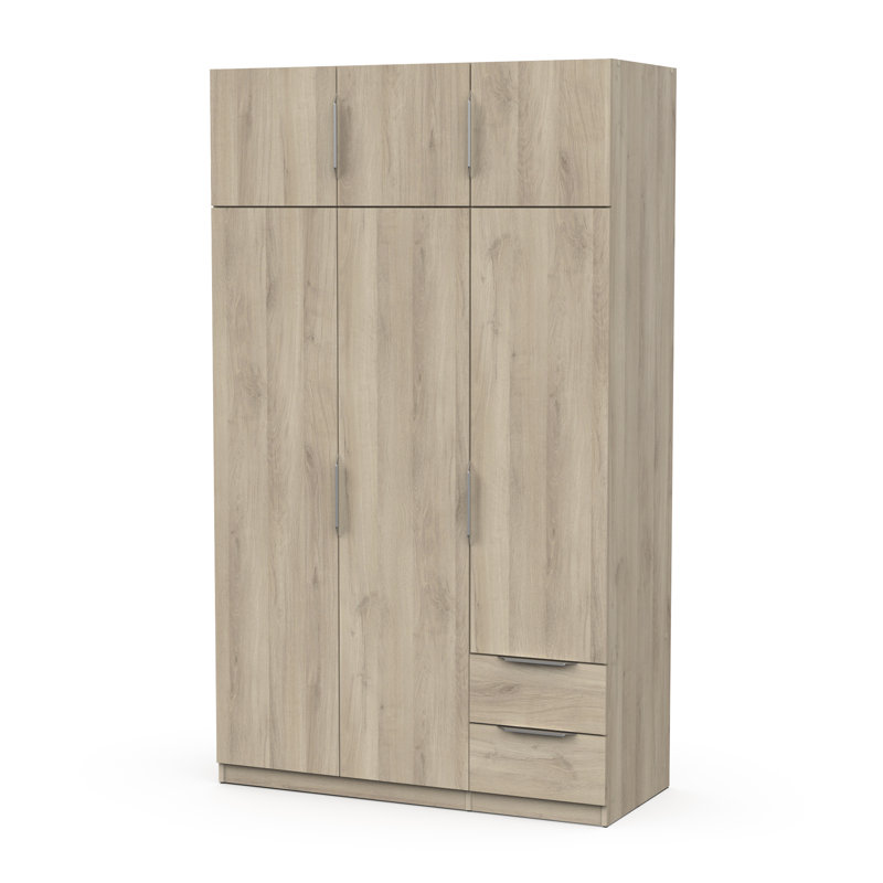 Nikoll 6 Door Manufactured Wood Wardrobe, 203cm H x 119.4cm W x 51.1cm D, Brown