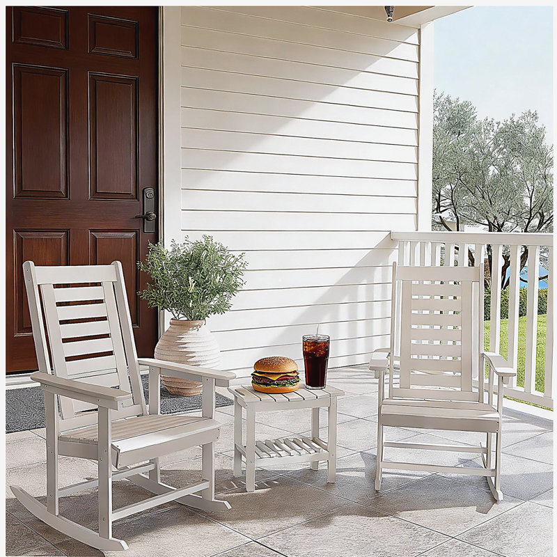 Ensemble de chaises berçantes d'extérieur, 2 pièces, Blanc