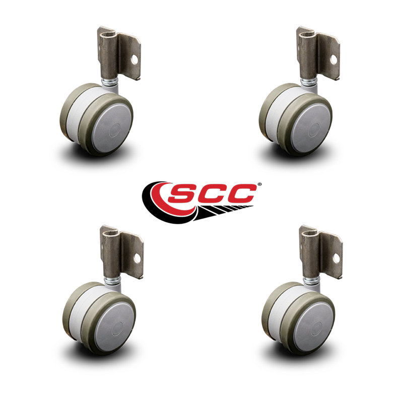 2.375 Inch Soft Twin Wheel Caster with Side Mount Set SCC, Gray