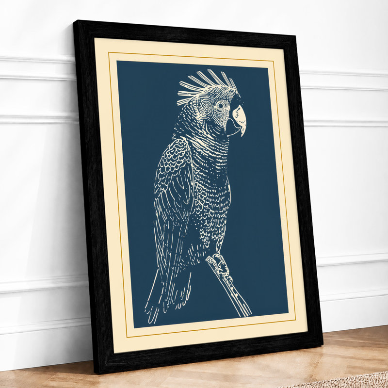 Cockatoo Profile Japandi - Framed Print, A1 - 84.1 x 59.4 cm, Black