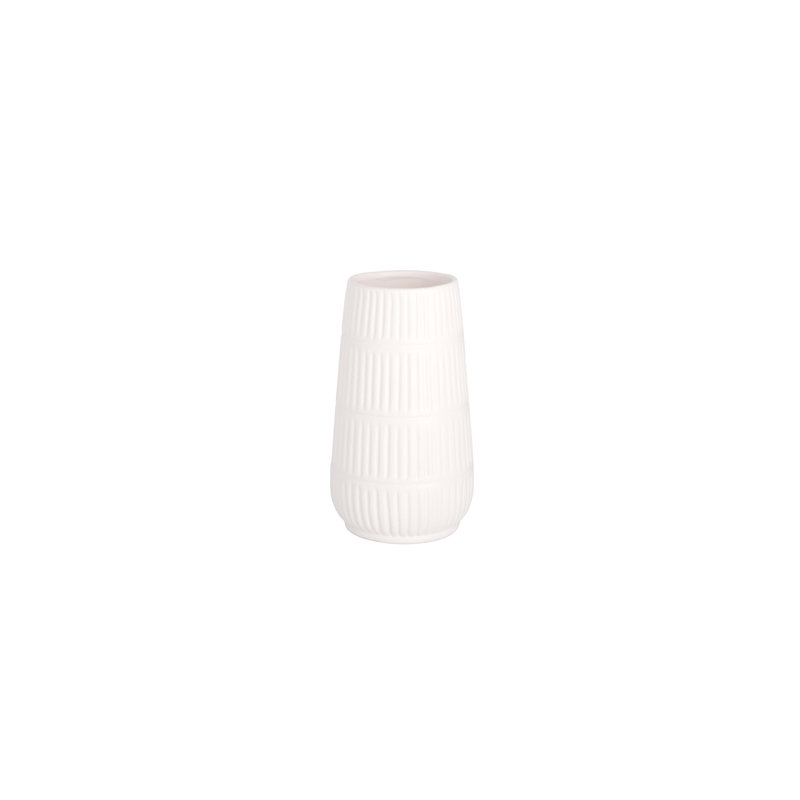 Vase cylindrique rond en céramique blanc mat