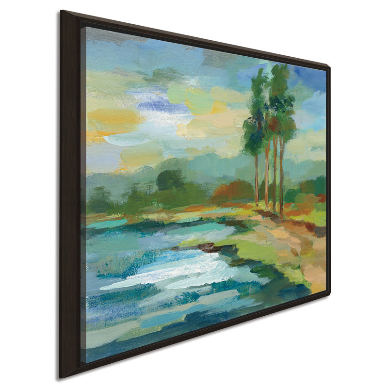 " Early Spring Landscape II ", 24" H x 24" W x 1.5" D, Espresso Floater Frame