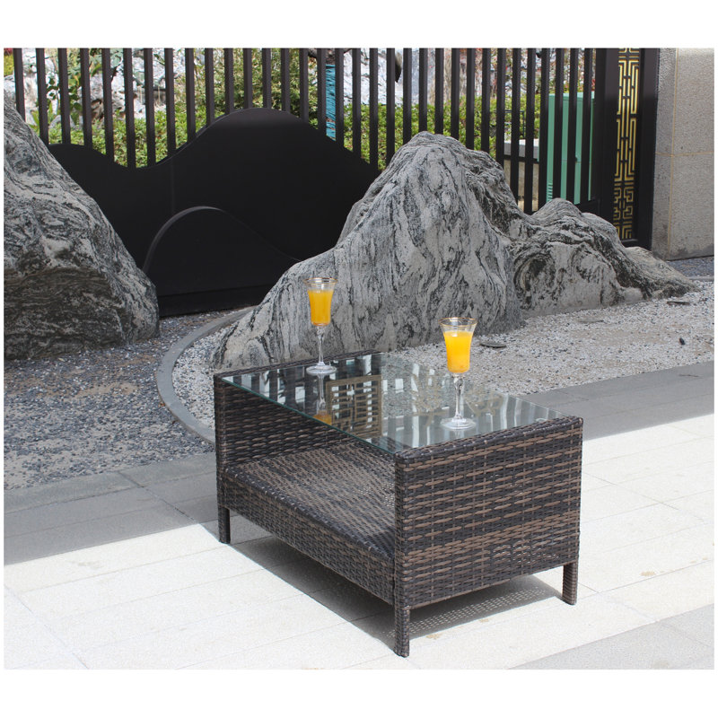 Outdoor patio Furniture  Coffee Table with clear tempered glass