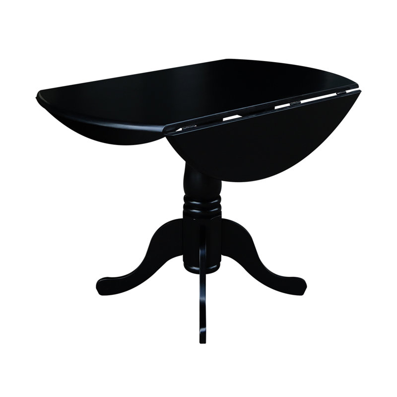 Kimmya Solid Wood Solid Wood Top Pedestal Dining Set, Black