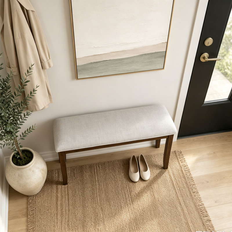 Banc rembourré pour chambre à coucher, Beige et brun