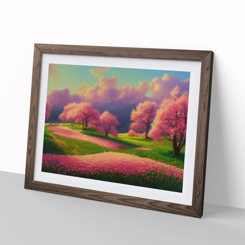 Spring Meadow Landscape - Framed Print, Walnut, 25cm H x 34cm W x 2cm D