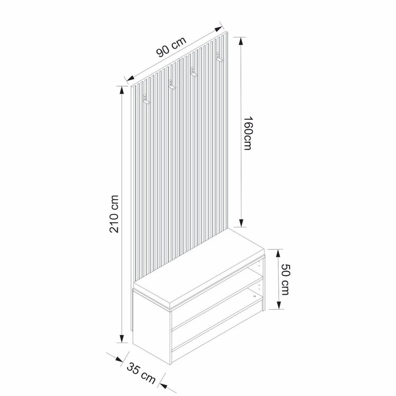 Nichlas Hall Tree 90cm Wide, White