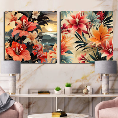 Leonardtown - Floral Square Collage Set Of 2