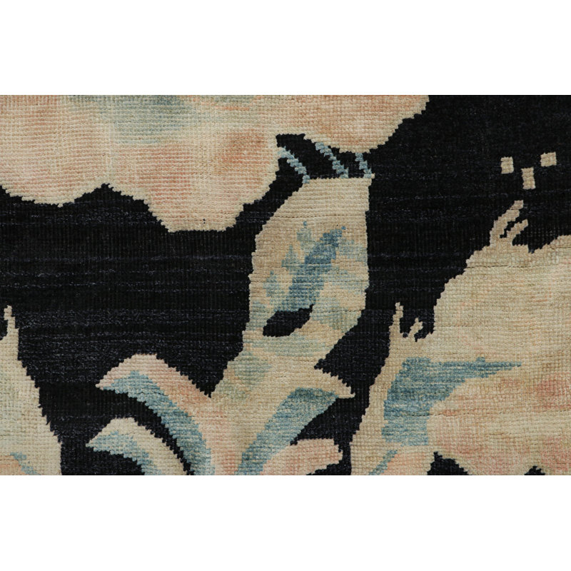 Art Deco Hand Knotted Floral Area Rug, Rectangle 8' x 10'