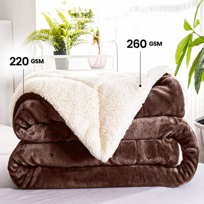  Sherpa Fleece Fur Thick Reversible Blanket Throw