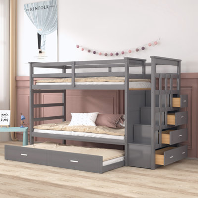 Twin Over Twin Bunk Bed With Trundle by Harriet Bee