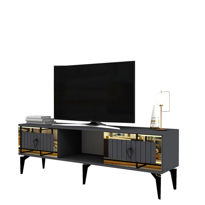 Olivia Unfinished TV Stand for TVs up to 60", Grey/Gold