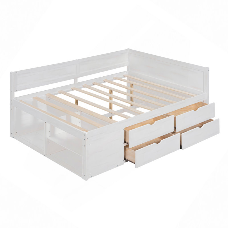 Daybed With Drawers And Shelves, Full/Double, White