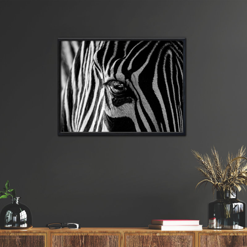 «Abstract Zebra», reproduction d'art encadrée par Roy Darnell, Papier avec cadre noir, H 32 po x l 48 po
