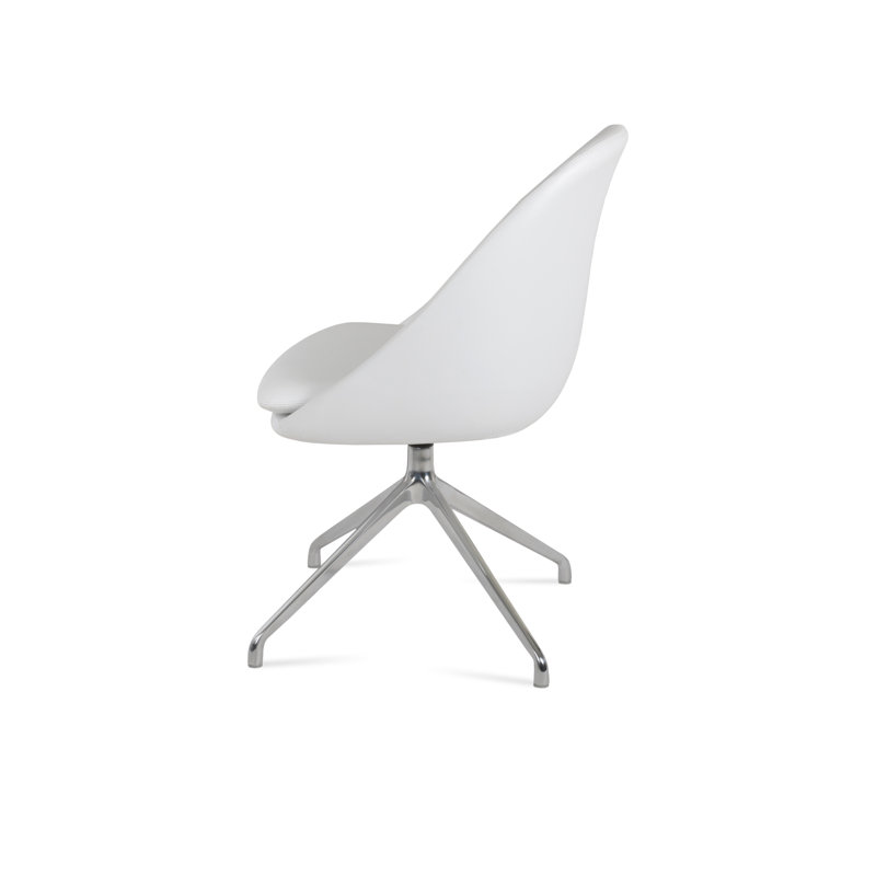 Chaise d'appoint pivotante Avanos Spider, Chrome, Blanc