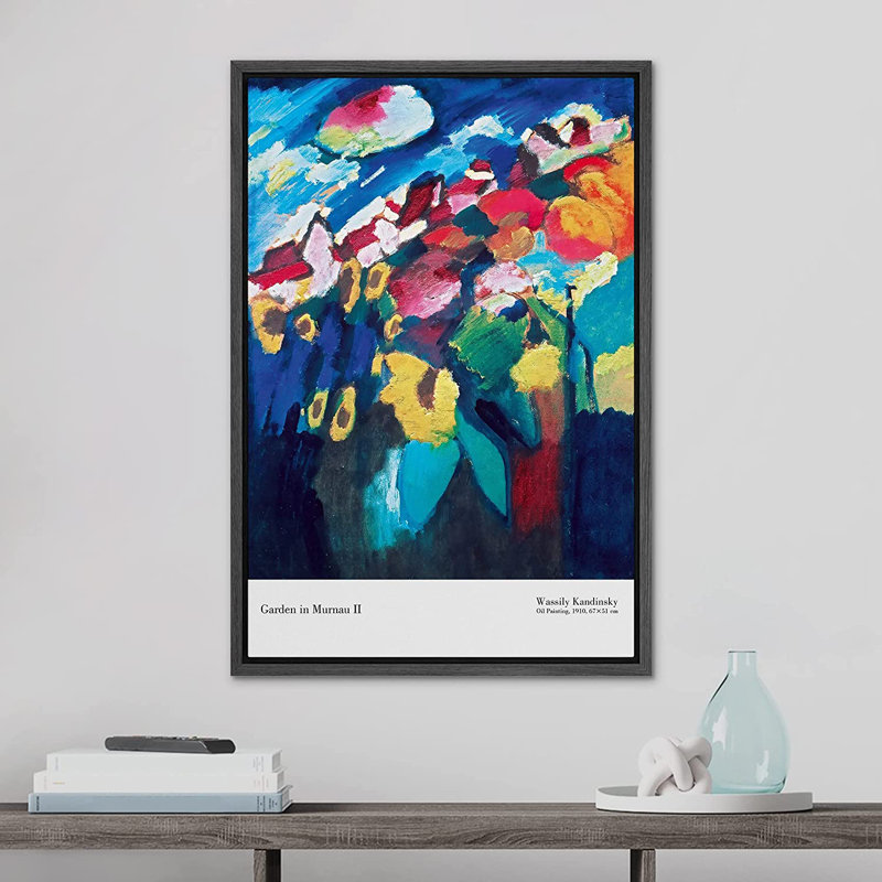 «Garden in Murnau» par Wassily Kandinsky - impression sur toile, H 24 po x l 16 po x P 1,5 po, Cadre noir