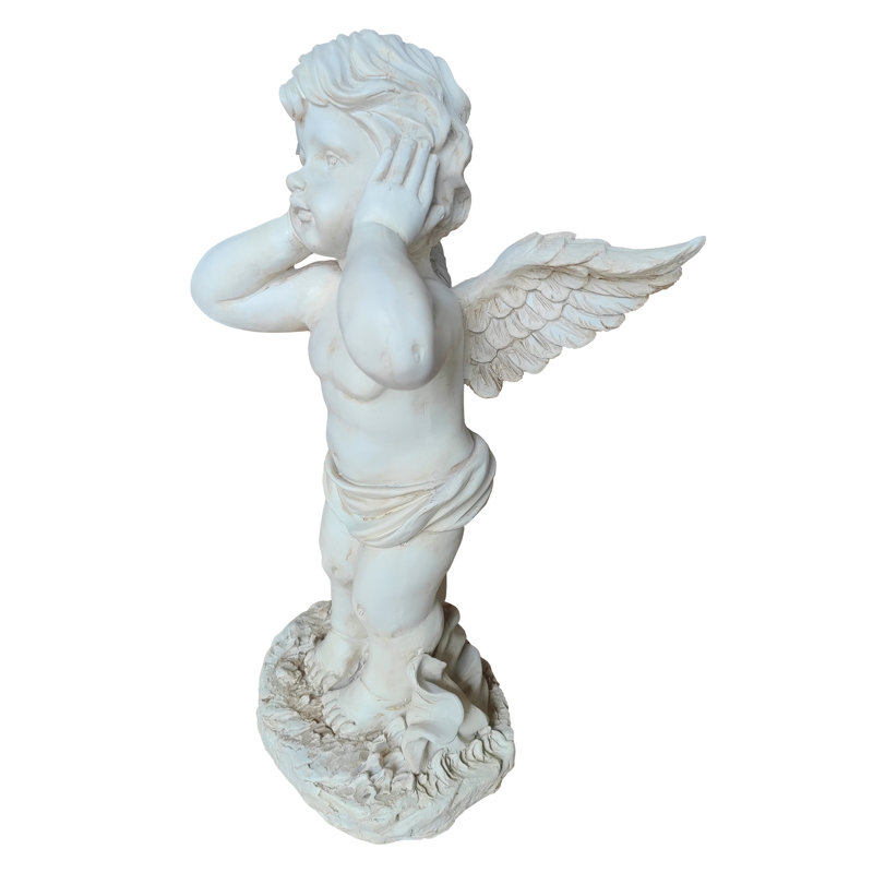 Hear No Evil Winged Statue chouette sculpture de jardin à l'épreuve des intempéries pour la cour extérieure de patio et la tablette intérieure