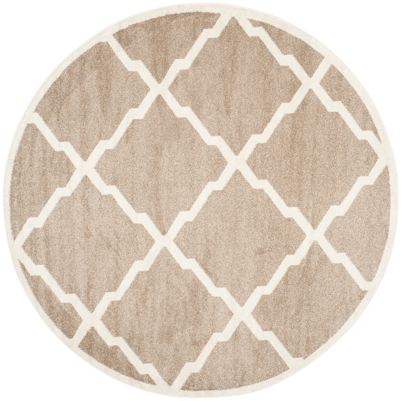 Ammundsen Geometric Wheat/Beige Indoor Area Rug, Round 5'