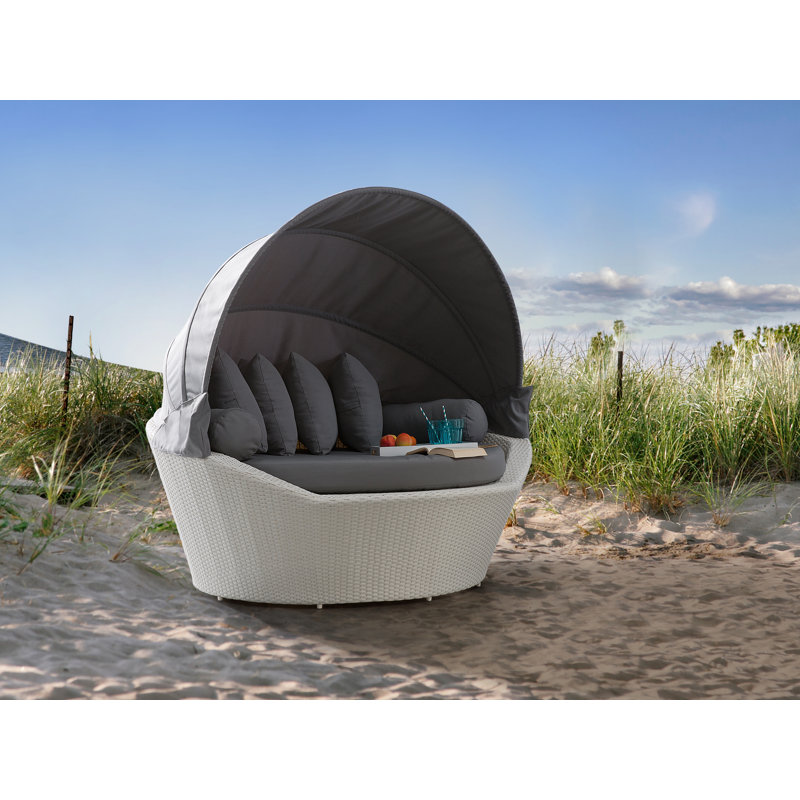 165cm Wide Patio Daybed with Cushions, Grey/White