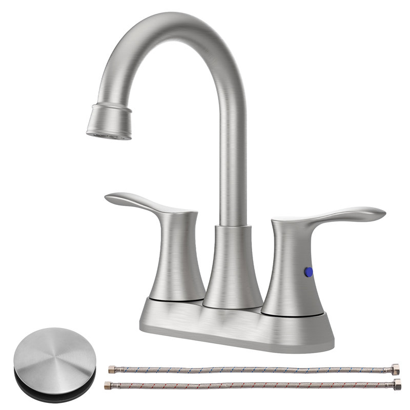 Bathroom Faucet, 4" 2-Handle Centerset Basin Faucet With Pop-Up Drain & Supply Lines 11