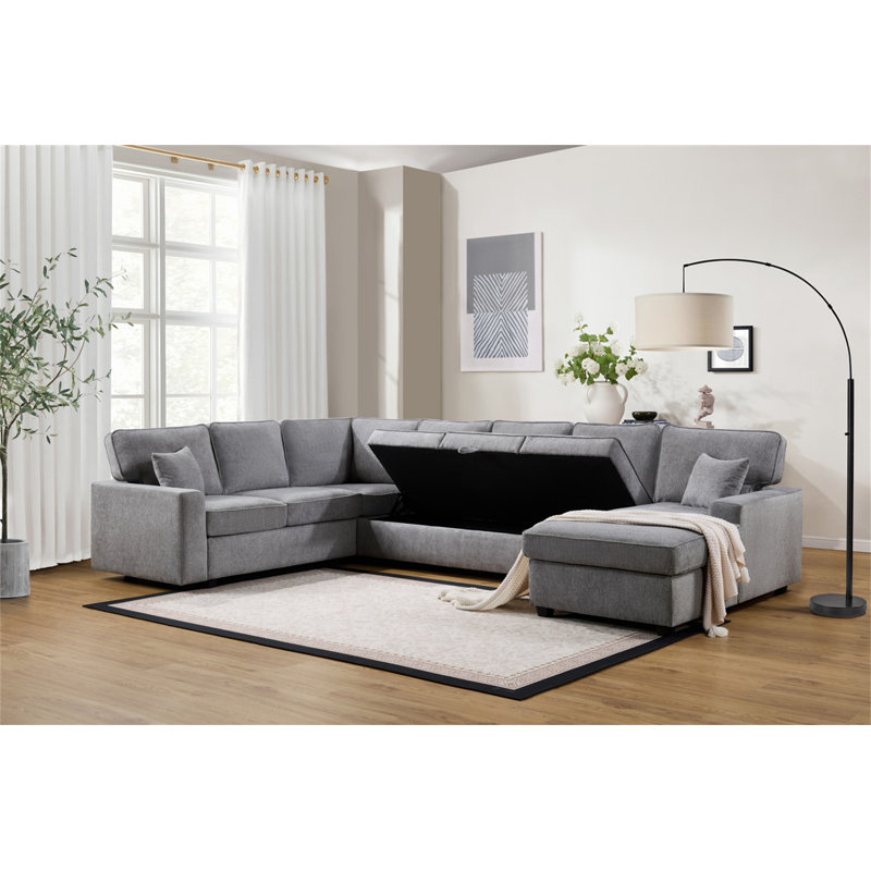 Canapé modulaire en chenille l 137 po Samira avec méridienne orientée vers la droite Samira