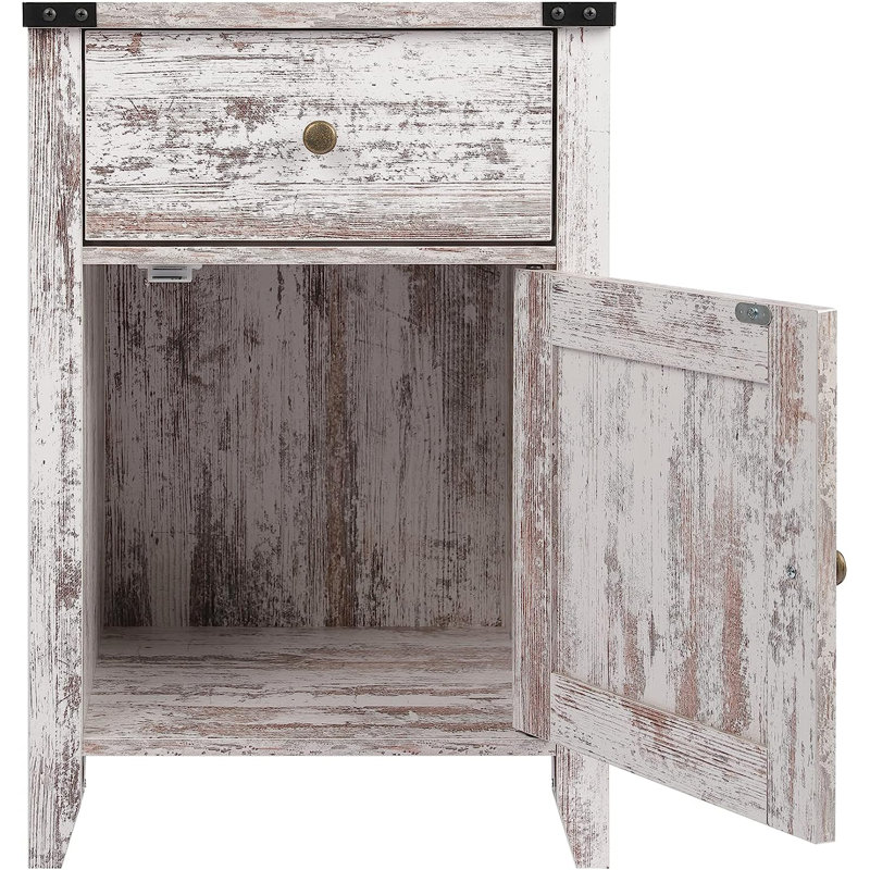 Kunkle Farmhouse Manufactured Wood Nightstand, White, Set of 2