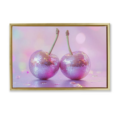 Cadre flottant Pastel Shine Disco Cherries, design par LSR Creative Studio