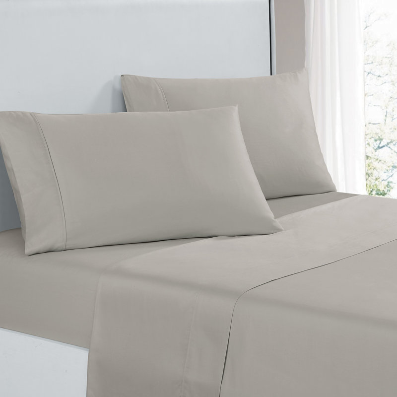 Ensemble de draps 100% coton à densité de tissage 300 fils , Très grand californien, Gris