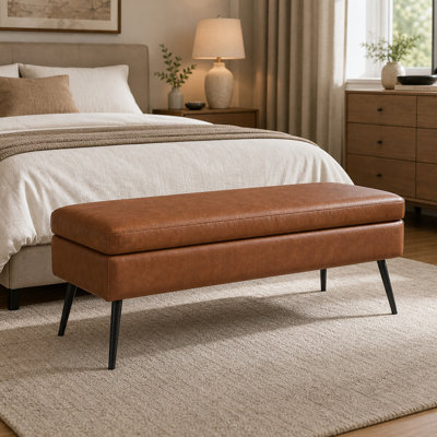 Banc avec repose-pieds en cuir Durable Modern