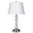 28.5" Tall Metal Table Lamp With Satin Nickel Finish And Orb Design, Linen Shade