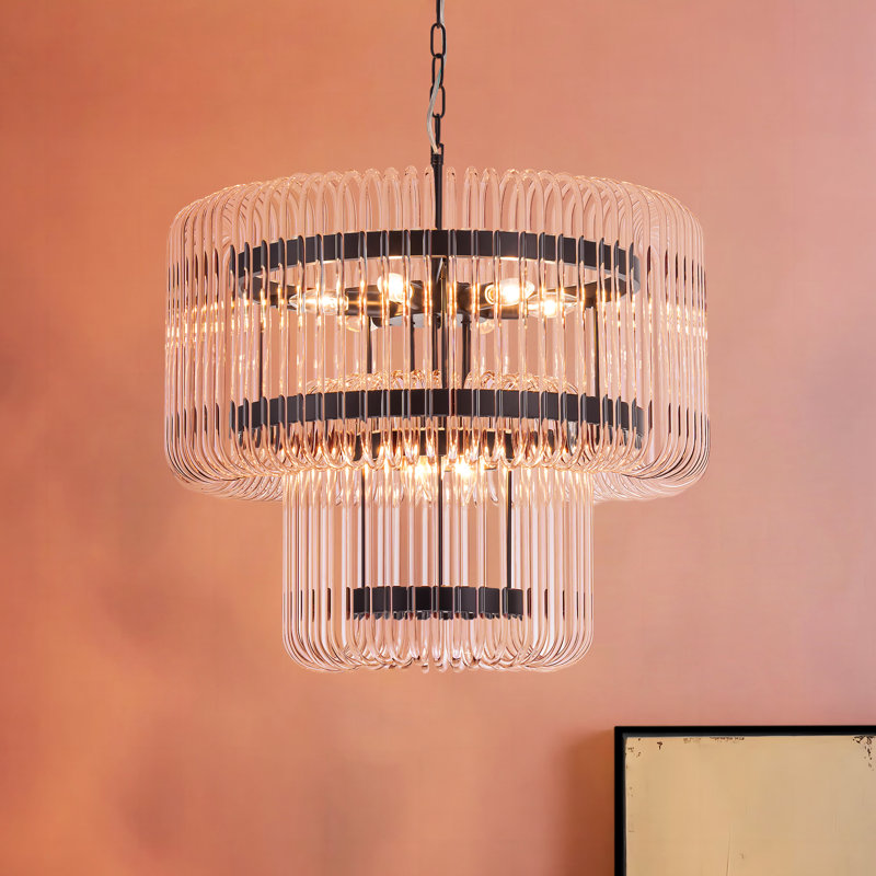 Alissya 9 - Light Dimmable Tiered Chandelier, Matte Black