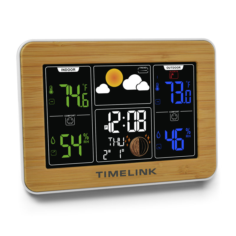 BAMBOO WEATHER STATION W/ TIME DISPLAY