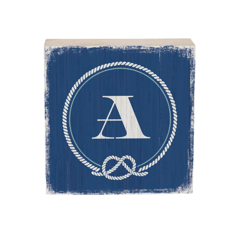 Coastal Wooden Plock Monogram Nautical 6" A